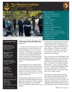 A pdf cover of the spring issue of the newsletter
