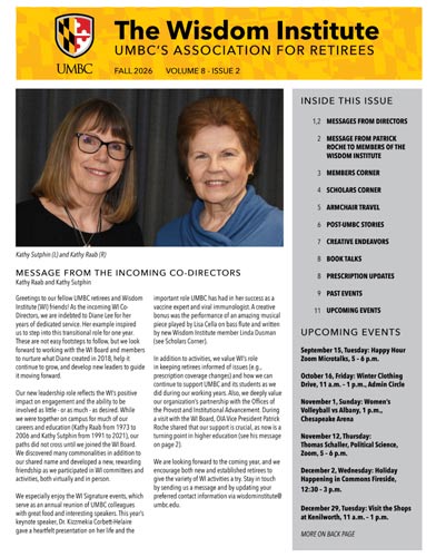 The cover of the fall 2026 newsletter feature the two co-directors Kathy Sutphin and Kathy Raab